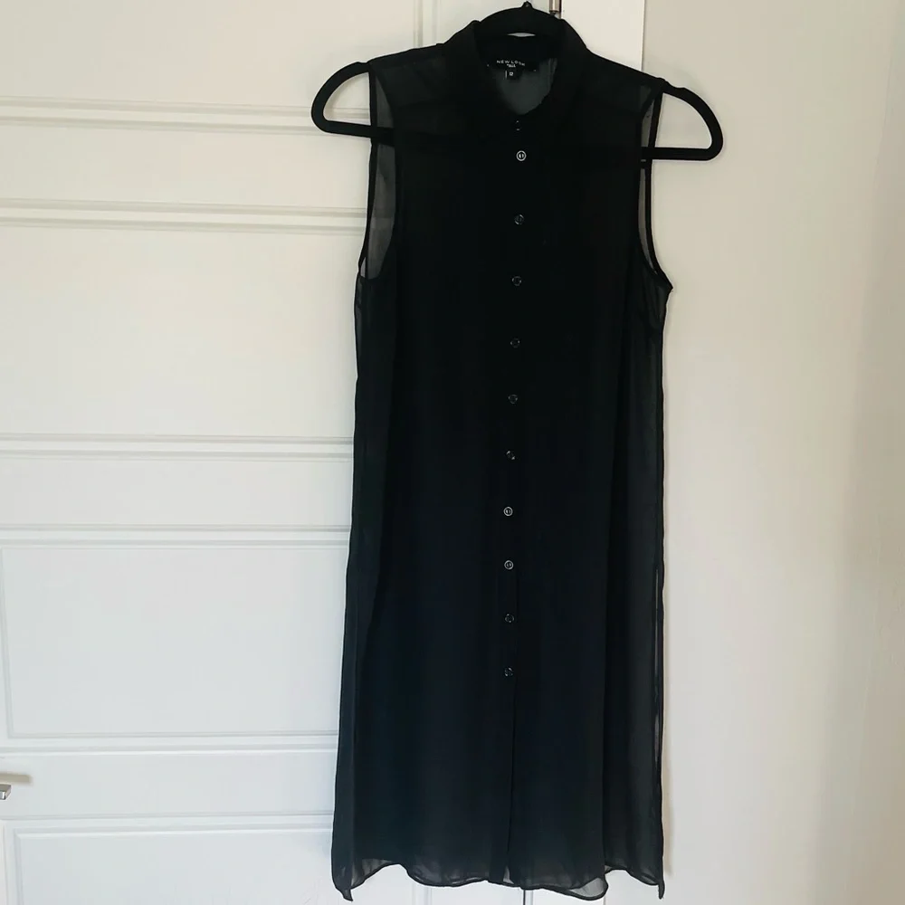 Newlook Black Sheer Tunic Shirt - Picture 4 of 5